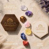 Anima komplet 7 čakra kristalov v leseni škatli z vodnikom | Shoptok.si