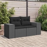  Vrtna sofa s jastucima za 2 osobe, crna, poli ratan | shoptok.hr