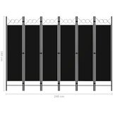 vidaXL Paravan 6-delni črn 240x180 cm | Shoptok.si