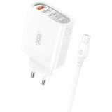 XO Polnilec za telefon L100 18W QC 4xUSB bel + microUSB kabel, (20681441) Cene