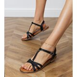 D/CEO Black flat sandals with buckle fastening Sabrina | Shoptok.si
