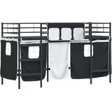  Krevet na kat za djecu s zavjesama Crna 75 x 190 cm | shoptok.hr