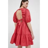 Pepe Jeans Pamučna haljina Bella boja: crvena, mini, širi se prema dolje