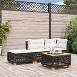  Vrtni tabure s jastukom crni 63 5x56x32 cm od poliratana | shoptok.hr