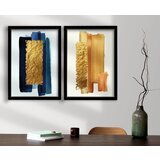  2P3853NISCT-016 goldorangenavy blueblue decorative framed mdf painting (2 pieces) Cene