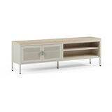 Marckeric Kremno bela/v naravni barvi kovinska TV omarica 160x50x35 cm Sayla – | Shoptok.si