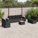 Maison Chic Seti vrtnega pohištva - Vrtna garnitura - Vrtni pohištvo set 9-delna z blazinami črn poli ratan, (21806168) | Shoptok.si