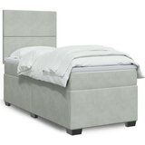 vidaXL Box spring postelja z vzmetnico svetlo siv 90x190 cm žamet | Shoptok.si