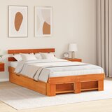 vidaXL okvir kreveta s ladicama vosak smeđa 140x190 cm masivna borovina | shoptok.hr