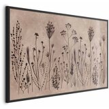  Plakat Field Flowers - black plants on a lime wash background 30x21 Crni okvir | shoptok.hr
