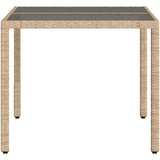 vidaXL Vrtni stol sa staklenom pločom bež 90x90x75 cm od poliratana | shoptok.hr