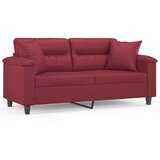 vidaXL Kavč dvosed z okrasnimi blazinami vinsko rdeč 140 cm um. usnje, (20911544) Cene