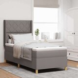vidaXL Box Spring Postelja z Vzmetnico Taupe 100x200 cm Tkanina, (22050526) | Shoptok.si