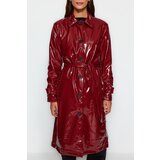Trendyol Burgundy Shiny Belted Trench Coat | ePonuda.com