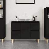 vidaXL Omarica za umivalnik črna 80x33x60 cm inženirski les Cene