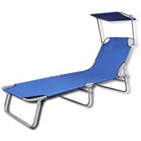  Sklopiva ležaljka za sunčanje s krovom čelik i tkanina plava | shoptok.hr