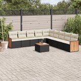 vidaXL 10-dijelni set vrtnih sofa s jastucima crni od poliratana | shoptok.hr