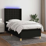  Box spring postelja z vzmetnico LED črna 80x200 cm blago, (20895212) Cene