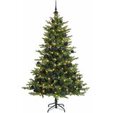  Umjetno božićno drvce s kuglicama 240 cm 300 LED lampica - Zelena 240 cm s LED-ima i crnim lopticama | shoptok.hr