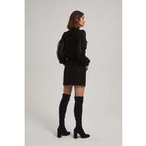 Marisse Tweed-Style Skirt With Decorative Buttons, Black | shoptok.hr