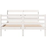 vidaXL Posteljni okvir z vzglavjem bel 150x200 cm trdna borovina | Shoptok.si