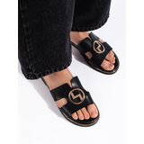 Shelvt Black flat flip-flops with gold decoration Cijene