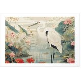  Plakat - Over the Asian Pond - illustration in the Japanese print style featuring a heron 60x40 Bez okvira s margom | shoptok.hr