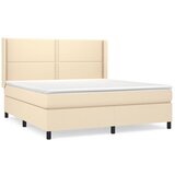 vidaXL Box spring postelja z vzmetnico krem 180x200 cm blago, (20896015) Cene