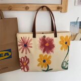 Venisymlis Canvas Graffiti Flowers Ženska Dekliška Nakupovalna Torba Za Čez Ramo - Rjava, (22070033) | Shoptok.si