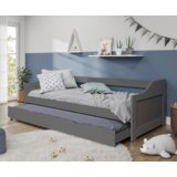 Kondela Postelja z izvlečnim dodatnim ležiščem, siva, masivni les, 90x200, LAURA NEW | Shoptok.si