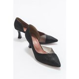 LuviShoes 353 Black Glittery Heels Women's Shoes Cene