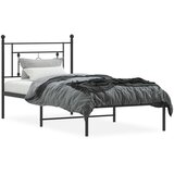 vidaXL Kovinski posteljni okvir z vzglavjem črn 90x200 cm | Shoptok.si