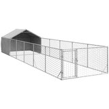 vidaXL Vanjska kućica za pse sa stazom 8x2x1,5 m pocinčani čelik | shoptok.hr
