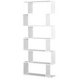 HOMCOM Oblikovana knjižna omara za pisarniško pohištvo Lesena polica 80x24x191cm Bela, (20745004) | Shoptok.si