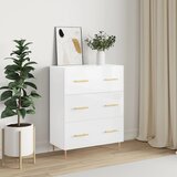 The Living Store Komoda visok sijaj bela 69,5x34x90 cm inženirski les - Komoda, (21662723) | Shoptok.si