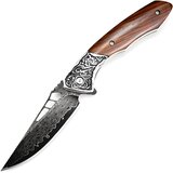  Damaščanski outdoor sklopivi nož JO-42047 - Smeđi / Crni Cijene
