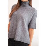 Kesi Włoski Women's short-sleeve loose-fit sweater gray | Shoptok.si