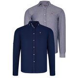 Dewberry DUAL SET G674 MENS SHIRT-NAVY BLUE-DENIM BLUE Cijene