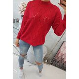 Kesi Sweater high neck with diamond pattern red | shoptok.hr