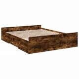 vidaXL Posteljni okvir s predali dimljen hrast 140x200 cm inž. les | Shoptok.si