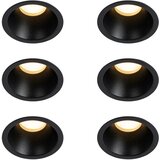 QAZQA Set van 6 inbouwspots zwart GU10 35mm IP44 - Dept Cene