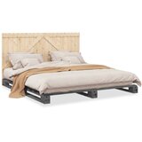  Okvir za krevet s uzglavljem sivi 200 x 200 cm masivna borovina | shoptok.hr