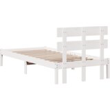  Krevet s okvirom s naslonom bijeli 80x200 cm od masivnog drva borovine | shoptok.hr