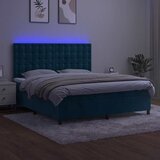  box spring s madracem LED tamnoplavi 160x200 cm baršun | shoptok.hr