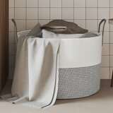 vidaXL Košara za shranjevanje siva in bela Ø51x33 cm bombaž | Shoptok.si