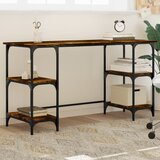 vidaXL Pisalna miza dimljeni hrast 140x50x75 cm kovina in inž. les | Shoptok.si