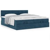  Otomanski okvir kreveta s madracima plavi 200x200cm baršunasti | shoptok.hr