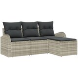 vidaXL 4 dijelni vrtni kauč set s jastučićima svjetlosivi Poly Rattan, 2-sjedalni vrtni kauč s pohranom i jastučićima svjetlosivi Poly Rattan Cijene