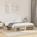 Maison Chic Posteljni okvir - Dvoposteljna postelja - Zakonska postelja brez vzmetnice hrast 150x200 cm inženirski les-J12047, (21763509) | Shoptok.si