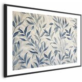  Plakat - Delicate Botanical Motif with Blue Leaves 42x29.7 Crni okvir s margom | shoptok.hr